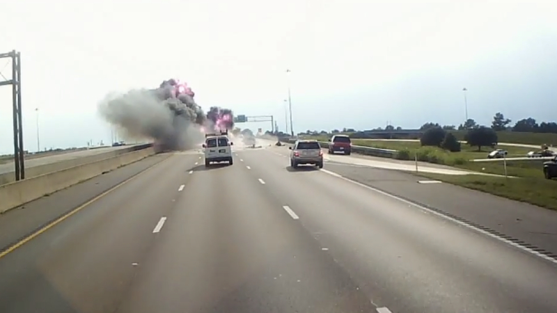 Illustration for article titled Watch As A Hero Trucker Saves Family From Crash, Explosion, Inferno